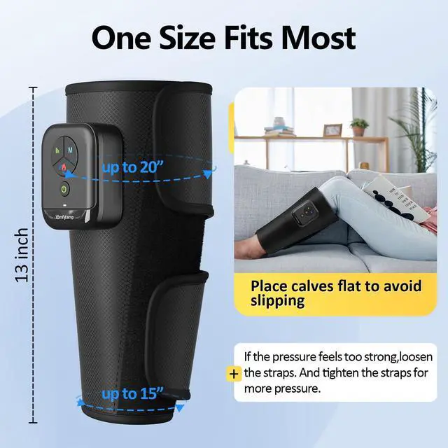 Alt view image 5 of 7 - Cordless Calf Massager for Circulation and Pain Relief, FSA Eligible HSA Portable Leg Massage with Heat and Compression, Birthday Gift for Men Women Seniors, Recovery for RLS, Edema, Muscles