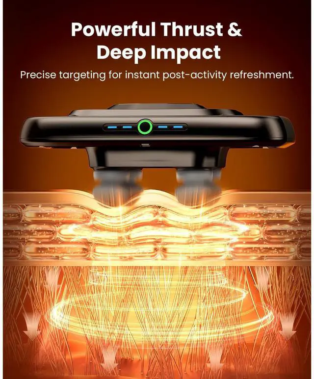 Alt view image 3 of 7 - A1 4-Head Massage Gun Deep Tissue, FSA Eligible/HSA Eligible, 4X Pain Relief Efficiency, Replaceable Massager Heads & Plate, Electric Percussion Massage Gun Tool for Back, Leg, Muscle