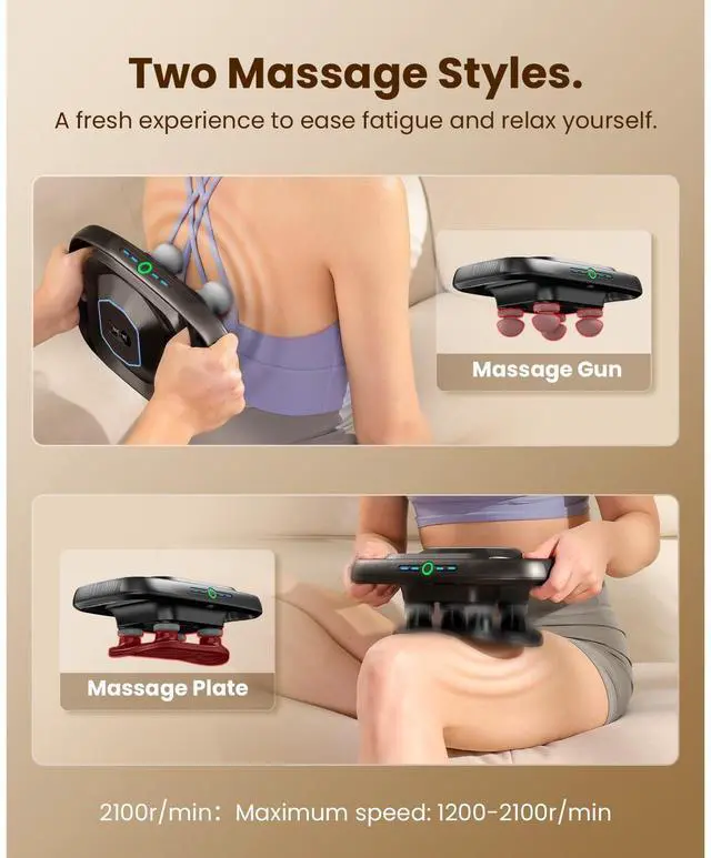 Alt view image 5 of 7 - A1 4-Head Massage Gun Deep Tissue, FSA Eligible/HSA Eligible, 4X Pain Relief Efficiency, Replaceable Massager Heads & Plate, Electric Percussion Massage Gun Tool for Back, Leg, Muscle