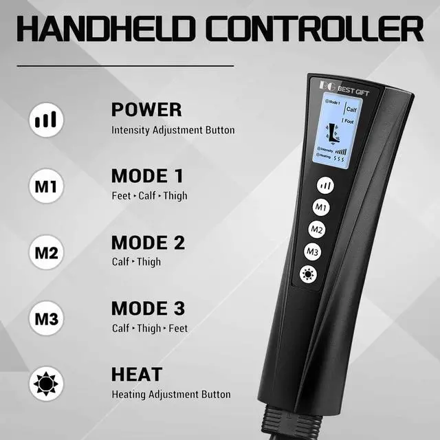 Alt view image 2 of 7 - Christmas Gifts for Men, Women, Mom, Dad, Mother's Day, Father's Day, Air Compression Massager with Heat for Foot, Leg, Calf, Thigh, Knee, Helpful for Muscle Fatigue, Cramps, Swelling, Edema