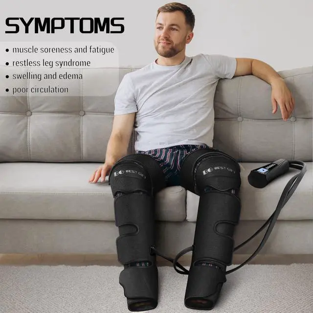 Alt view image 3 of 7 - Christmas Gifts for Men, Women, Mom, Dad, Mother's Day, Father's Day, Air Compression Massager with Heat for Foot, Leg, Calf, Thigh, Knee, Helpful for Muscle Fatigue, Cramps, Swelling, Edema