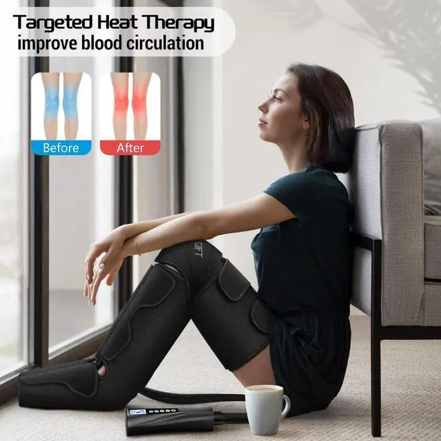 Alt view image 4 of 7 - Christmas Gifts for Men, Women, Mom, Dad, Mother's Day, Father's Day, Air Compression Massager with Heat for Foot, Leg, Calf, Thigh, Knee, Helpful for Muscle Fatigue, Cramps, Swelling, Edema