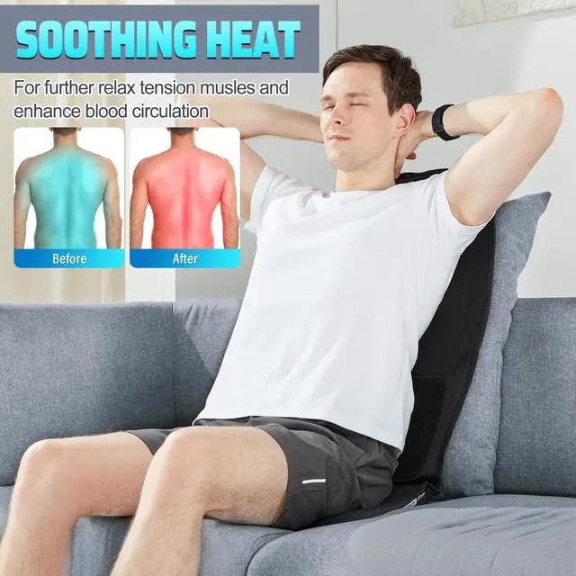 Alt view image 3 of 6 - Massage Seat Cushion with Heat, Cooling Back Massager for Chair, Chair Massager for Full Body Massage, Deep Tissue Vibration Pad with 2 Adapters, Gifts for Dad Mom
