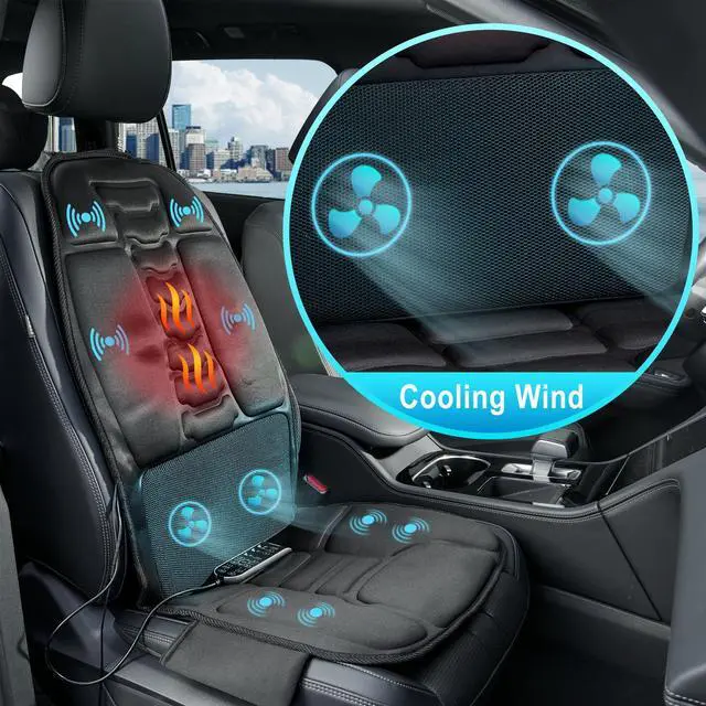 Alt view image 2 of 6 - Massage Seat Cushion with Heat, Cooling Back Massager for Chair, Chair Massager for Full Body Massage, Deep Tissue Vibration Pad with 2 Adapters, Gifts for Dad Mom