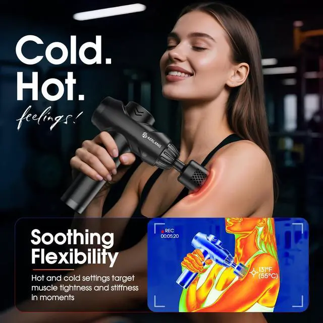 Alt view image 3 of 6 - Massage Gun with Heat and Cold,Deep Tissue Massage Gun, Back and Neck Massager for Pain Relief,Muscle Percussion Massager,Handheld Messager with 7Heads&Silent Birthday Gifts for him