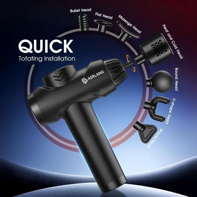 Alt view image 5 of 6 - Massage Gun with Heat and Cold,Deep Tissue Massage Gun, Back and Neck Massager for Pain Relief,Muscle Percussion Massager,Handheld Messager with 7Heads&Silent Birthday Gifts for him