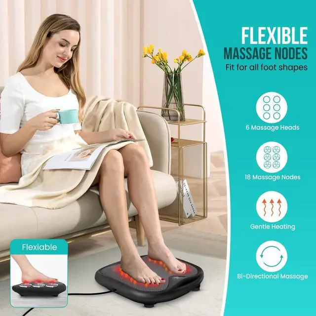 Alt view image 2 of 7 - Shiatsu Foot Massager with Heat, Washable Cover Kneading Foot & Back Massager, Heated Feet Warmer, Electric Feet Massager Machine for Plantar Fasciitis