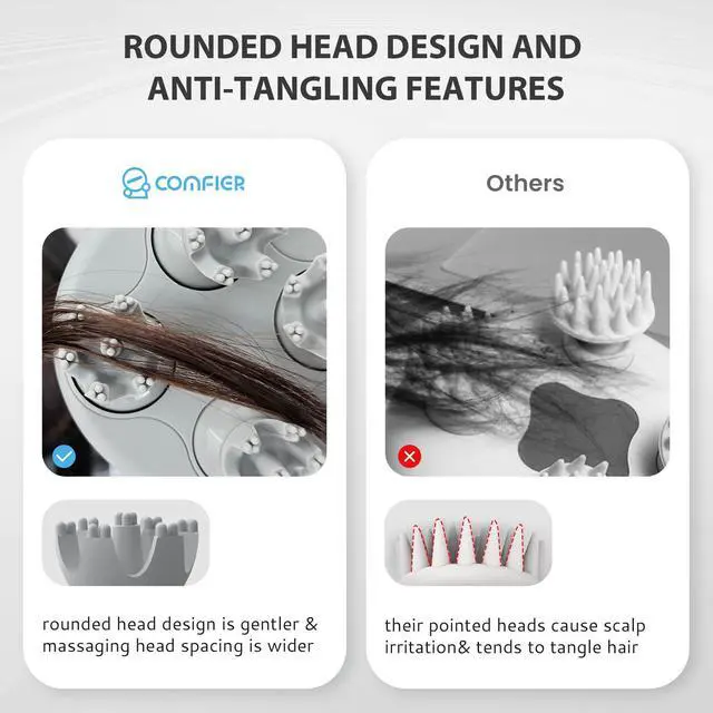 Alt view image 5 of 7 - Electric Cordless Hair Scalp Massager with Kneading 84 Massage Nodes, Handheld Portable Head Scratcher Massager for Hair Growth, Deep Clean and Stress Relax, Gifts for Men Dad