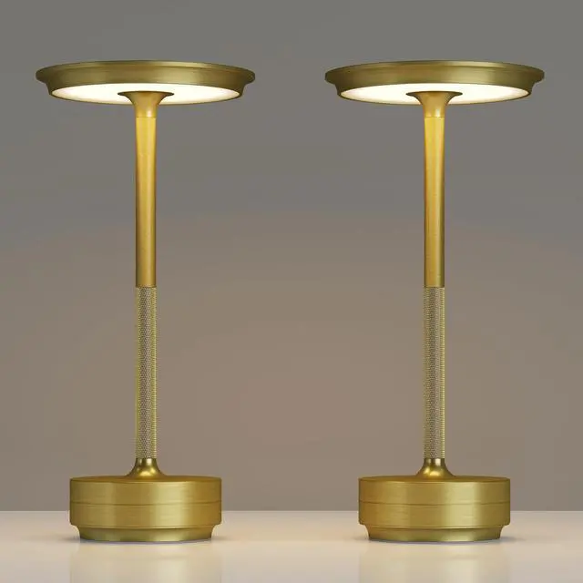 Main image of 2 Pack Rechargeable Cordless Table Lamps, Portable 5000mAh Battery Table Light, 3 Color Stepless Dimming LED Table Light with Memory Function, for Outdoor/Dinner/Patio/Restaurant.(Gold)