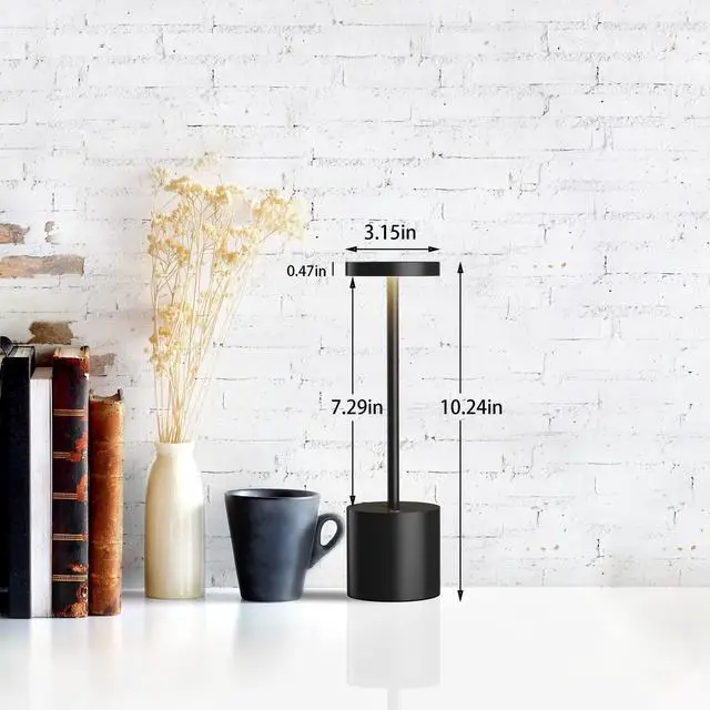 Alt view image 2 of 7 - LED Cordless Table Lamps Set of 2,Portable Rechargeable 5000mAh Outdoor Table Lamp,3 Color Stepless Dimming Battery Powered Lamp, Table Light for Dinner/Patio/Restaurant/Bedroom.(Black)