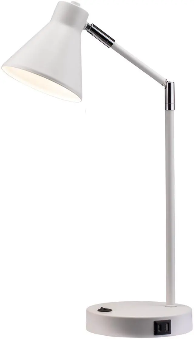 Main image of Astrum - LED Desk Lamp with Dual USB Charging Ports, 100% Metal, 270 Degree Swivel Arms, Soft White Light (3000K), Bedside & Home Office Table Lamp, ETL Listed, White