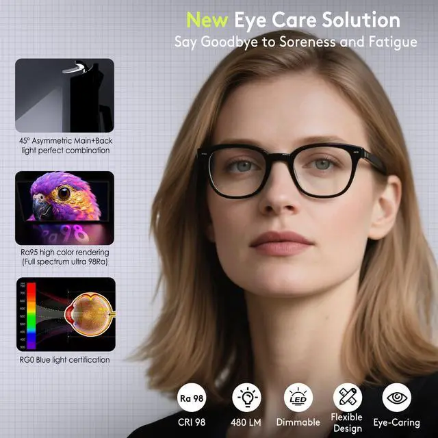 Alt view image 5 of 7 - Curved Monitor Light Bar 15 RGB Backlight for 34"+ Screens, Computer Bar Lights Fold Dual Light with Color Temperature Brightness Stepless Dimming, No Glare Desk Lamp for Home Office Gaming