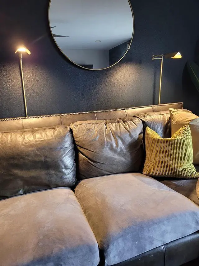 Alt view image 4 of 7 - Leaf Pharmacy LED Reading Lamp, Dimmable Floor Lamp with Easy Rotation over Chair or Desk for Living Rooms & Offices, Adjustable Standing Tall Lamp, For Sewing & Crafts, Antique Brass (Gold)