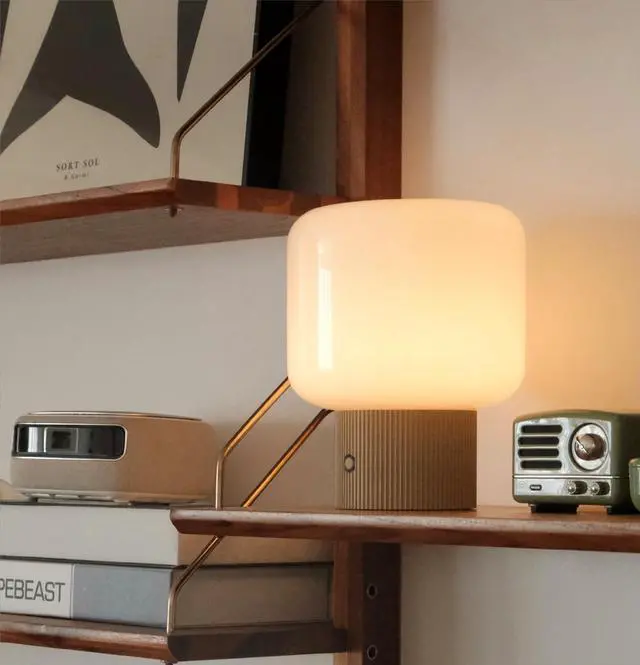 Main image of Halo Mushroom Lamp, 5W Cute Cordless Rechargeable Table Lamp with Glass Shade, 3 Color Temps LED Dimmable Ambient Lighting, Small Retro Touch Bedside Light for Bedroom Decor, Mustard Yellow