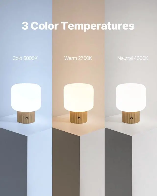 Alt view image 3 of 7 - Halo Mushroom Lamp, 5W Cute Cordless Rechargeable Table Lamp with Glass Shade, 3 Color Temps LED Dimmable Ambient Lighting, Small Retro Touch Bedside Light for Bedroom Decor, Mustard Yellow