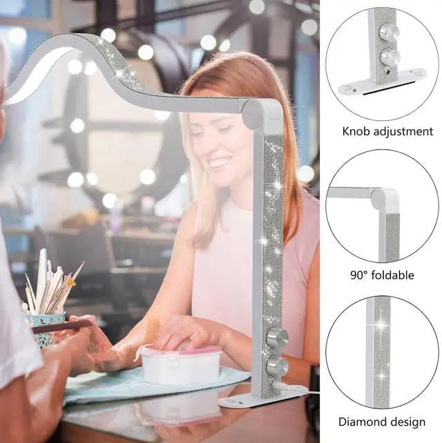 Alt view image 4 of 7 - Upgraded Nail Tech Lamp for Desk, 34 in Foldable Large Nail Light with Phone Holder, 3 Modes 3000K-6000K LED Manicure Lamp, Half Moon Light for Lash Eyelash Extension, Tattoo, Eyebrows
