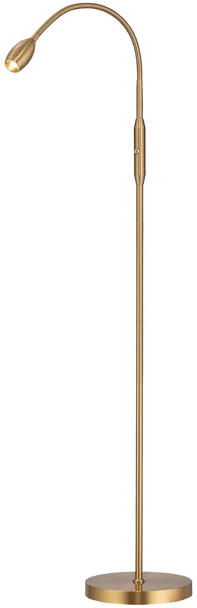 Main image of Ray Adjustable LED Beam Floor Lamp, Dimmable and Zoomable Spotlight, Flexible Gooseneck, Reading/Crafting Standing Lamp, Work Table Light, Antique Brass