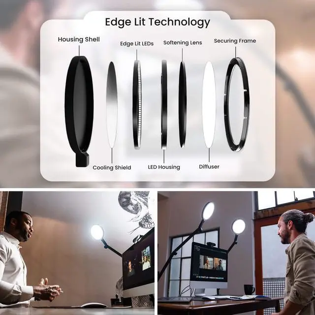 Alt view image 4 of 7 - Edge Light 2.0 Bi-Color LED Desk Lamp - Black