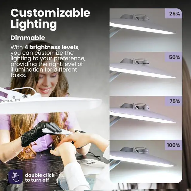 Alt view image 2 of 7 - XL 2,200 Lumens LED Desk Lamp with Clamp, 24W Bright Architect Task Lamp, 20 Inches Dimmable Computer Light, Adjustable Desk Light for Home, Office, Crafts, Nails & Hobbies (Non-CCT, White)