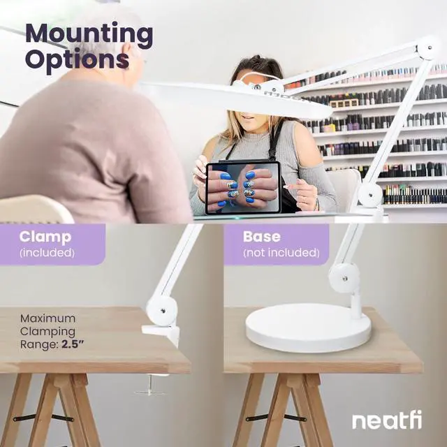 Alt view image 7 of 7 - XL 2,200 Lumens LED Desk Lamp with Clamp, 24W Bright Architect Task Lamp, 20 Inches Dimmable Computer Light, Adjustable Desk Light for Home, Office, Crafts, Nails & Hobbies (Non-CCT, White)