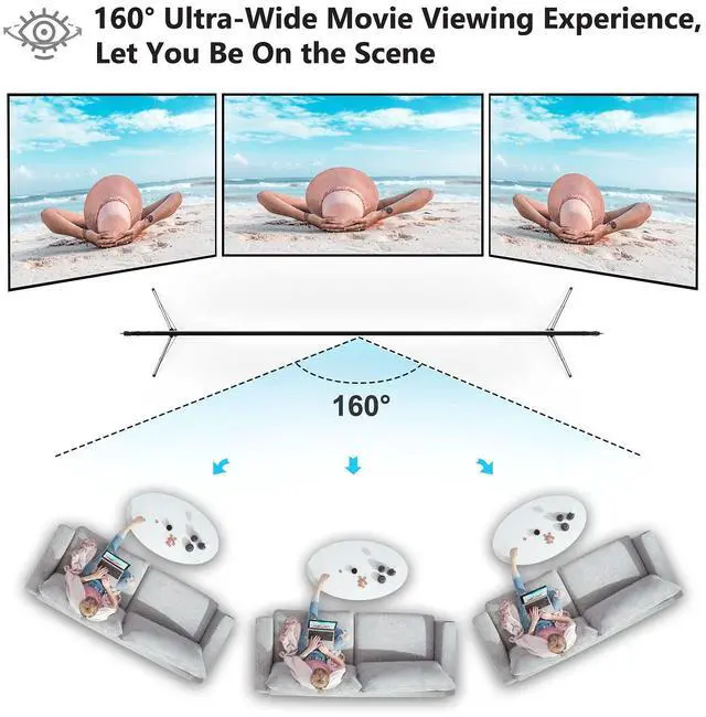 Alt view image 4 of 7 - Projector Screen with Stand,  100 inch Portable Foldable Projection Screen with Aluminum Alloy Stand Outdoor Movie Screens with Carrying Bag for Home Theater Camping and Recreational Events