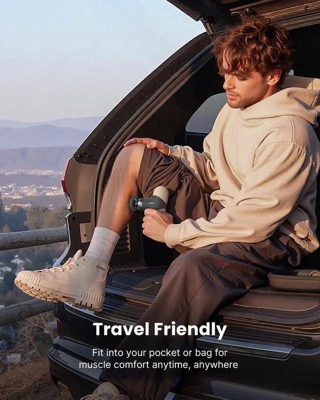 Alt view image 5 of 7 - Mini Thermal Massage Gun with Heat, Portable Deep Tissue Percussion Massager, Color Silicone Sleeves Travel Size with Carry Case, Grey