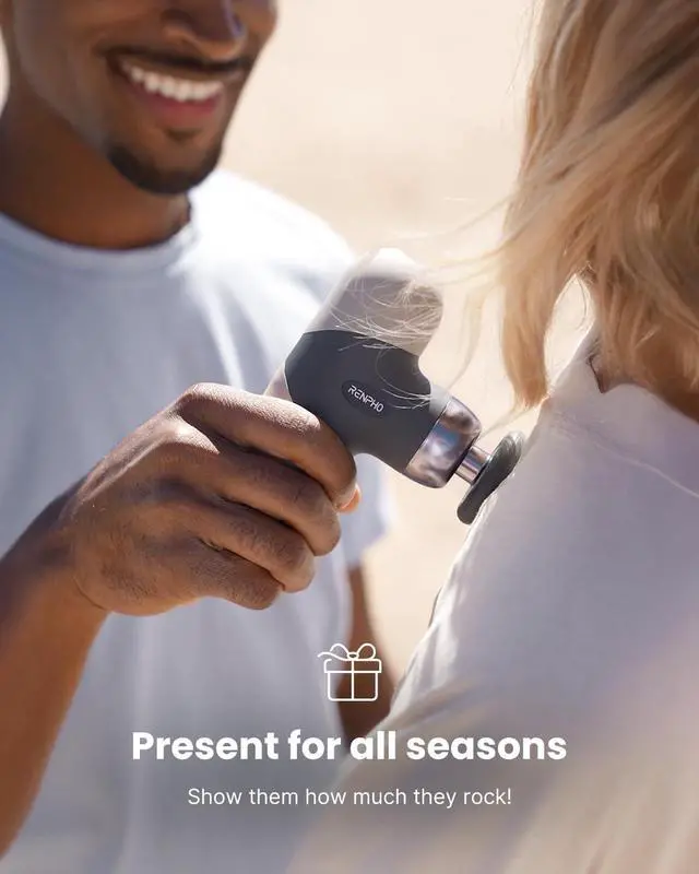 Alt view image 6 of 7 - Mini Thermal Massage Gun with Heat, Portable Deep Tissue Percussion Massager, Color Silicone Sleeves Travel Size with Carry Case, Grey