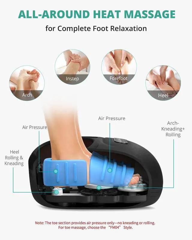 Alt view image 4 of 7 - Foot Massager Machine with Heat, Rolling, Deep Kneading, Shiatsu Foot Massager for Delivers Pain Relief, Tired, Plantar Fasciitis, Gift for Women Mom Men Fits Up to 13"