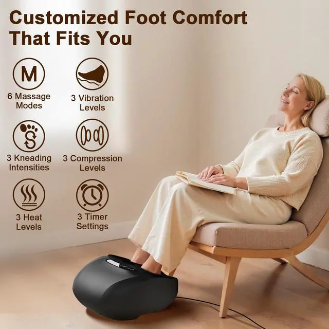 Alt view image 2 of 7 - Shiatsu Foot Massager Machine with Heat : Deep Kneading Foot Massager with Vibration & Compression for Plantar Fasciitis & Neuropathy - for Women & Men,Relax for Home Office Use