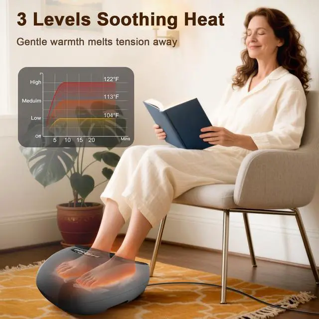 Alt view image 5 of 7 - Shiatsu Foot Massager Machine with Heat : Deep Kneading Foot Massager with Vibration & Compression for Plantar Fasciitis & Neuropathy - for Women & Men,Relax for Home Office Use