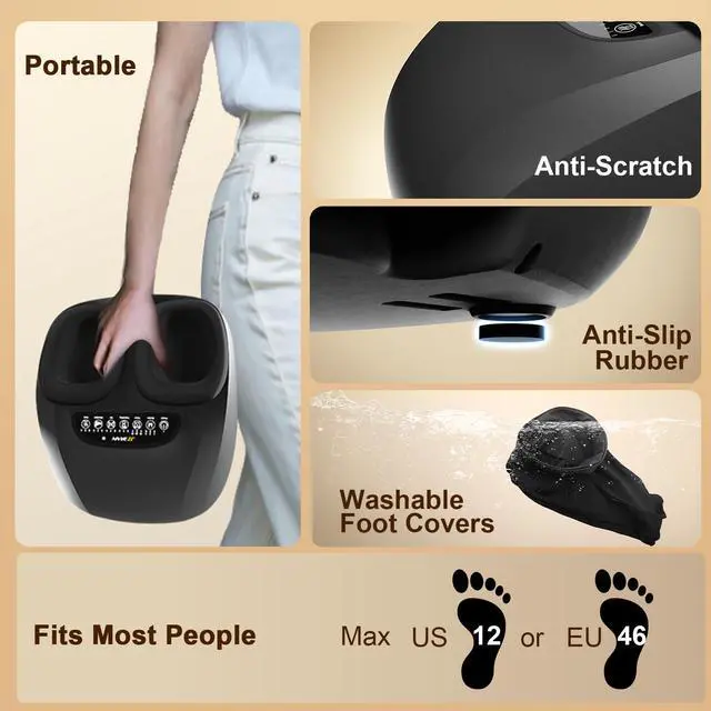 Alt view image 7 of 7 - Shiatsu Foot Massager Machine with Heat : Deep Kneading Foot Massager with Vibration & Compression for Plantar Fasciitis & Neuropathy - for Women & Men,Relax for Home Office Use