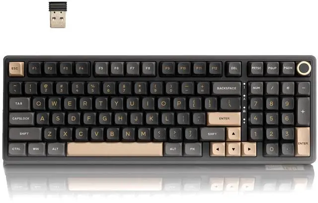 Main image of R98 Pro Wireless Mechanical Keyboard, Creamy Bluetooth/2.4GHz/Wired RGB Gaming Keyboard with Number Pad and Knob, MDA Profile PBT Keycaps, Gasket Hot Swappable Linear Switch, Black