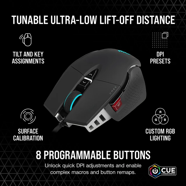 Alt view image 7 of 7 - M65 RGB Ultra Tunable FPS Gaming Mouse Marksman 26,000 DPI Optical Sensor, Optical Switches, AXON Hyper-Processing Technology, Sensor Fusion Control, Tunable Weight System - Black