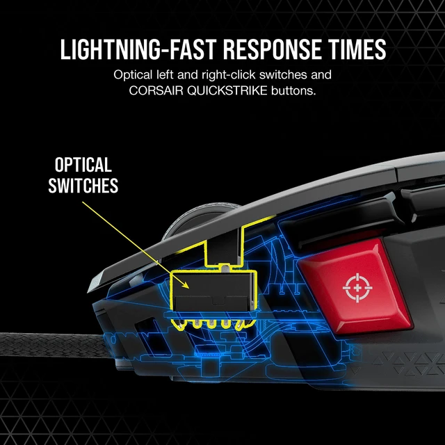 Alt view image 5 of 7 - M65 RGB Ultra Tunable FPS Gaming Mouse Marksman 26,000 DPI Optical Sensor, Optical Switches, AXON Hyper-Processing Technology, Sensor Fusion Control, Tunable Weight System - Black