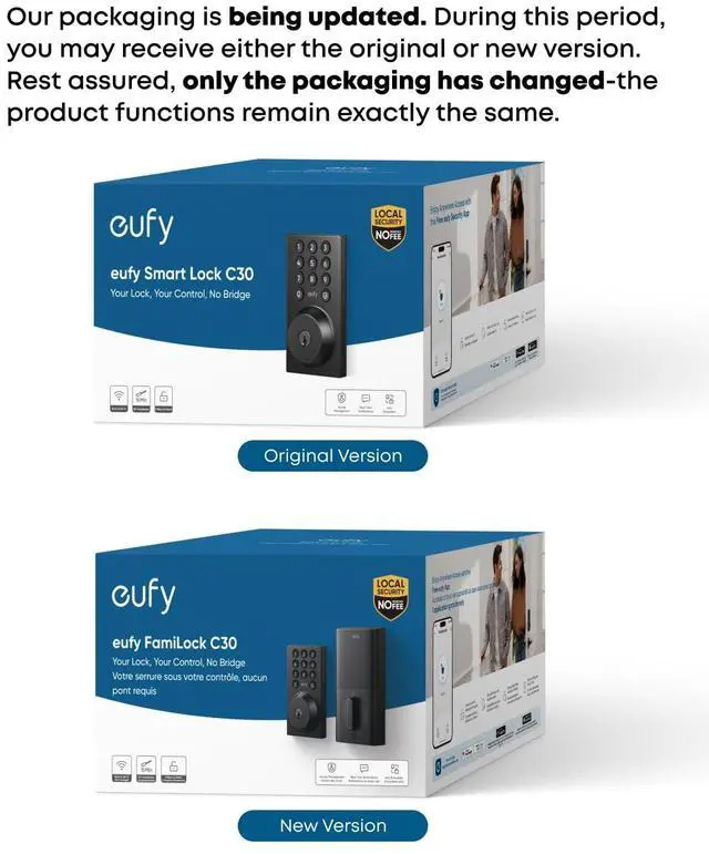 Alt view image 2 of 7 - Smart Lock C30, Keyless Entry Door Lock, Built-in WiFi Keypad Deadbolt for Front Door, No Bridge Required, Easy Installation, App Remote Control, Reliable Power, BHMA Grade 3