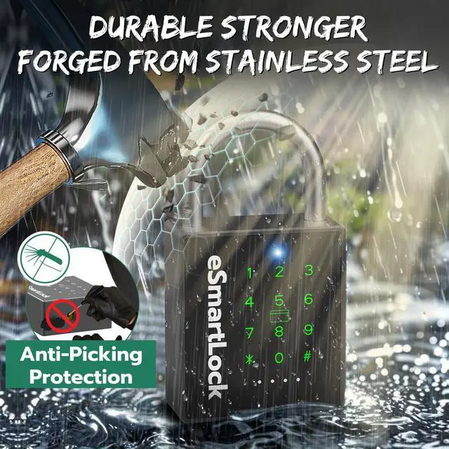 Alt view image 4 of 7 - New Smart Padlock with Key, Heavy Duty Combination Padlock, RFID Pad Lock with Codes Bluetooth APP Access, Outdoor Waterproof Electronic Key Lock for Gate Fence Shed Locker Garage Garden