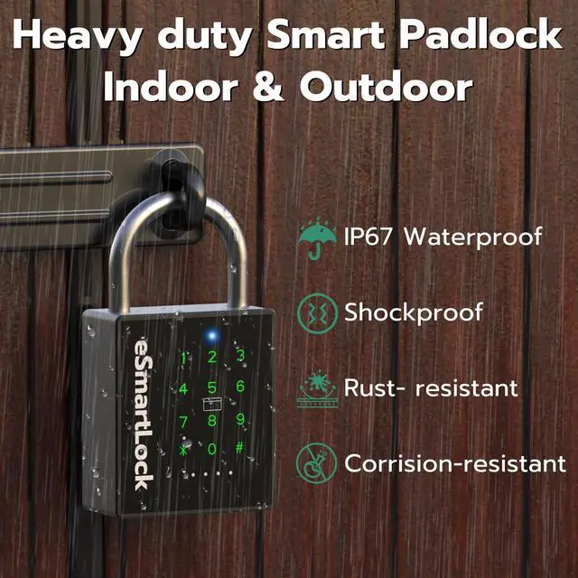 Alt view image 6 of 7 - New Smart Padlock with Key, Heavy Duty Combination Padlock, RFID Pad Lock with Codes Bluetooth APP Access, Outdoor Waterproof Electronic Key Lock for Gate Fence Shed Locker Garage Garden