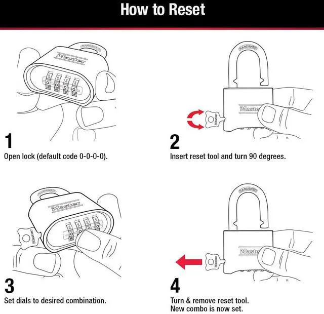 Alt view image 5 of 7 - Gold Combination Padlock, Gate Lock for Outdoor Fence or Shed, Small Lock with Customizable Code for Indoor or Outdoor Storage, 4 Pack, 175EC4