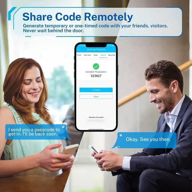 Alt view image 4 of 7 - Smart Door Lock with Handle: Keyless Entry Digital Door Lock for Front Door - Fingerprint Keypad Smart Dnob - Generate Passcode Remotely - App Control - Easy Installation(Black)