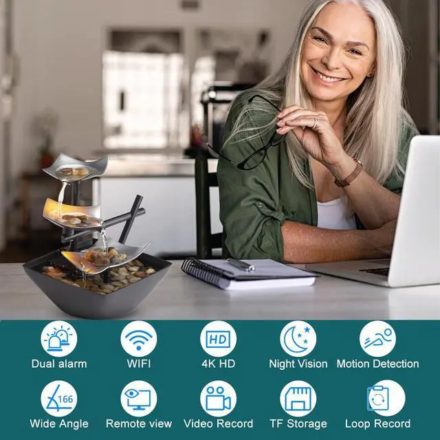 Alt view image 2 of 2 - 4K WiFi Camera Clock 5G Indoor Security Nanny Cam for Baby Monitor, Dog Camera with Motion Detection, Night Vision