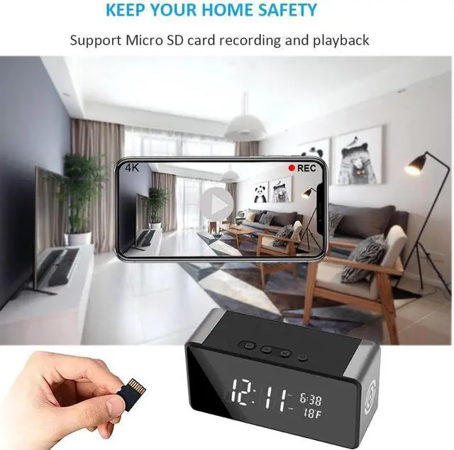 Alt view image 2 of 7 - Wireless WiFi Hidden Spy Camera, Full HD 4K Home Security Cam for Home Safety Support 5G&2.4G with Night Vision and Motion Detection, APP Control with SD Storage