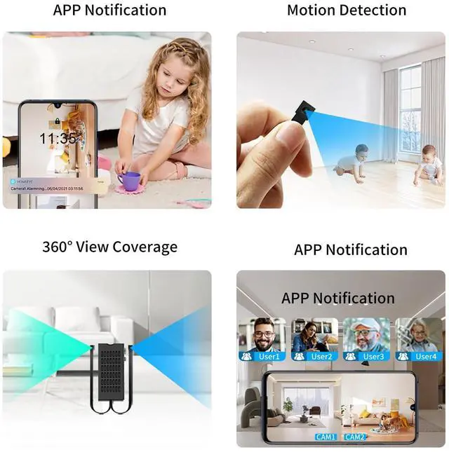 Alt view image 7 of 7 - Small Hidden Camera DIY Module - Full HD 1080P Dual Lens - Mini Spy Camera - Tiny Discreet Nanny Cam - Cloud Storage