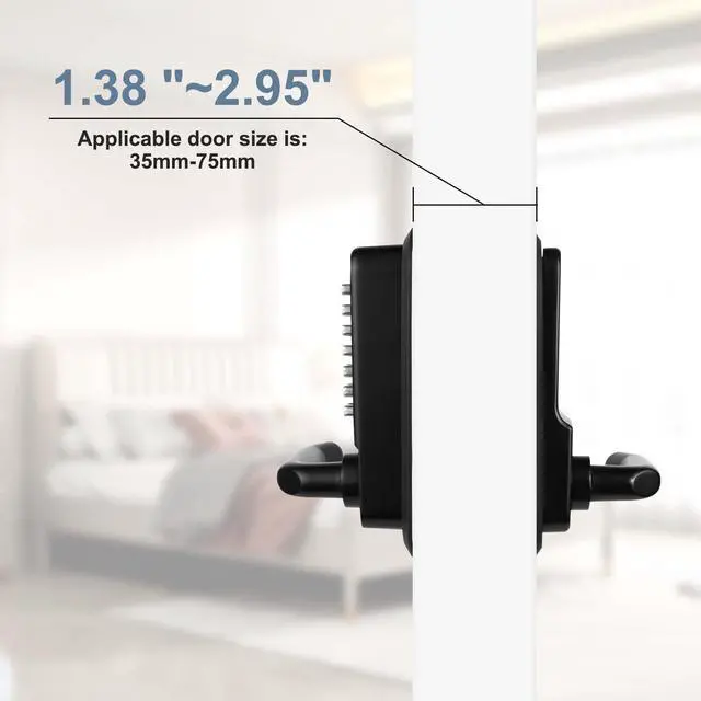 Alt view image 2 of 7 - Outdoor Keyless Lock with Adjustable Deadlatch 2-3/8'' and 2-3/4'',Mechanical Combination Door Lock with Keypad, Sunscreen Waterproof Keyless Gate Locks for Outdoor Fence with Handle (Black)