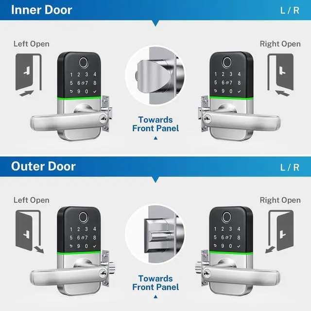 Alt view image 7 of 7 - Keypad Smart Door Lock with Handle: Keyless Entry Door Lock - Smart Lock for Front Door - Electronic Door Lock with Keypad for Exterior Door - Deadbolt Lever Alternative - Easy Installation