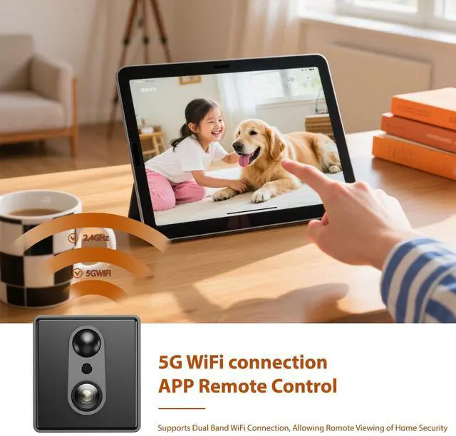Alt view image 2 of 7 - 4K Mini Wireless 5G Camera WiFi Indoor Home HD Micro Security Camera, Small Dog Nanny Cam Pet Baby Car Outdoor Cameras, 100 Days Battery Life 150 angle Night Vision Motion Detection Cloud & SD Storage