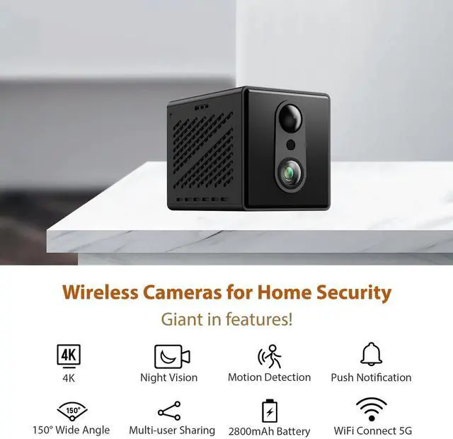 Alt view image 6 of 7 - 4K Mini Wireless 5G Camera WiFi Indoor Home HD Micro Security Camera, Small Dog Nanny Cam Pet Baby Car Outdoor Cameras, 100 Days Battery Life 150 angle Night Vision Motion Detection Cloud & SD Storage