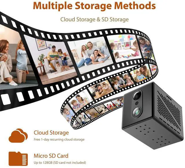 Alt view image 7 of 7 - 4K Mini Wireless 5G Camera WiFi Indoor Home HD Micro Security Camera, Small Dog Nanny Cam Pet Baby Car Outdoor Cameras, 100 Days Battery Life 150 angle Night Vision Motion Detection Cloud & SD Storage