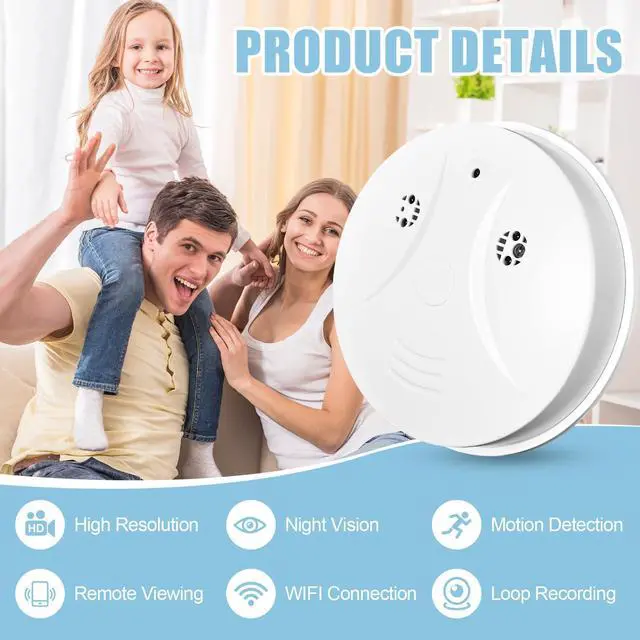 Alt view image 2 of 7 - Smoke Detector Hidden Camera Spy Camera Nanny Cam for Home, Office and Business Security with Wi-Fi HD 1080P Connectivity