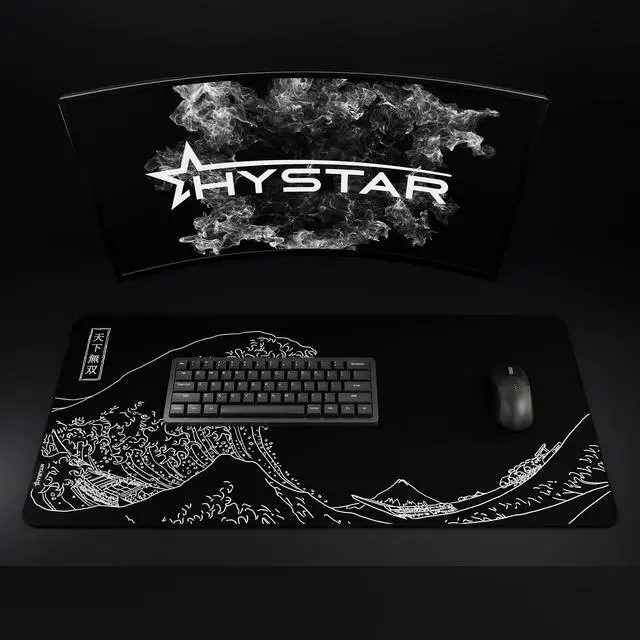 Alt view image 6 of 7 - ® Extended Gaming Mouse Pad | XXL 36" x 16" | 5mm Thick, Waterproof Surface, Smooth Polyester Fabric, and Natural Rubber Base | The Great Wave (Black)