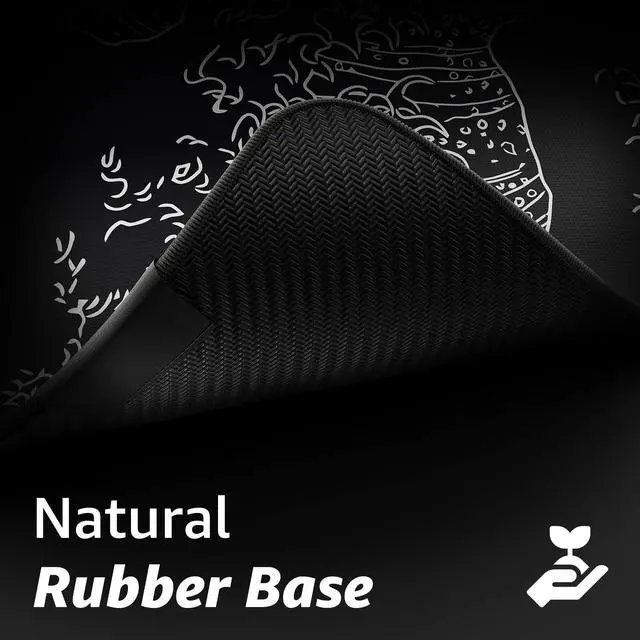 Alt view image 5 of 7 - ® Extended Gaming Mouse Pad | XXL 36" x 16" | 5mm Thick, Waterproof Surface, Smooth Polyester Fabric, and Natural Rubber Base | The Great Wave (Black)